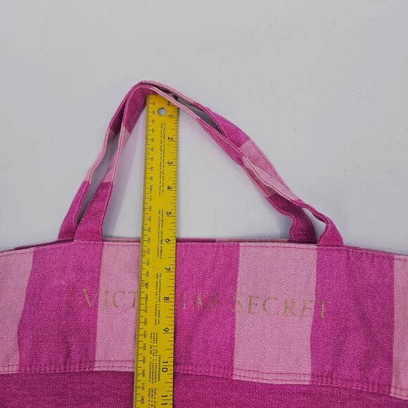 Victoria's Secret Pink Striped Canvas Tote Bag Beach Weekender Overnight - Picture 6 of 8